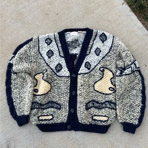 Vintage Picasso style art knitted cardigan